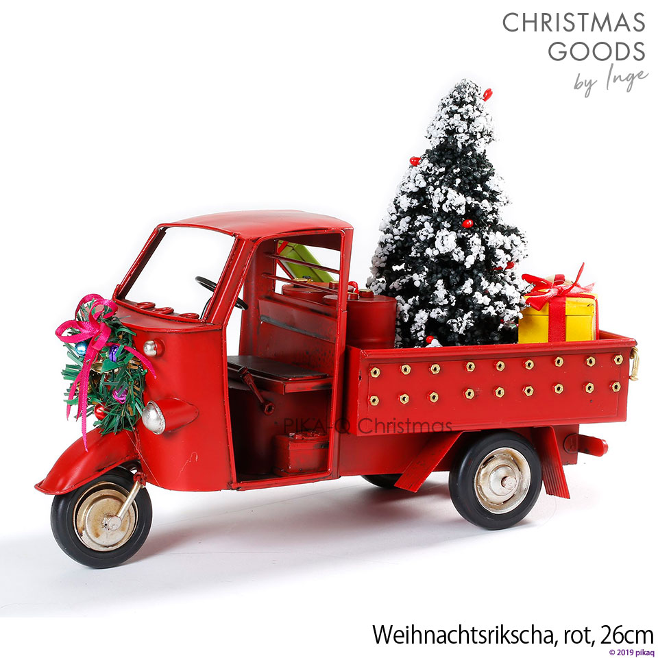 三輪自動車 P 赤 レッド クリスマス オールド三輪自動車 アンティーク加工 Withクリスマスツリー リース プレゼントボックス Christmas Rickshaw Red 26 Cm ヴィンテージカー 男性向けクリスマスプレゼント 彼氏へ 夫へ 父へ ドイツ直輸入 ヨーロッパ