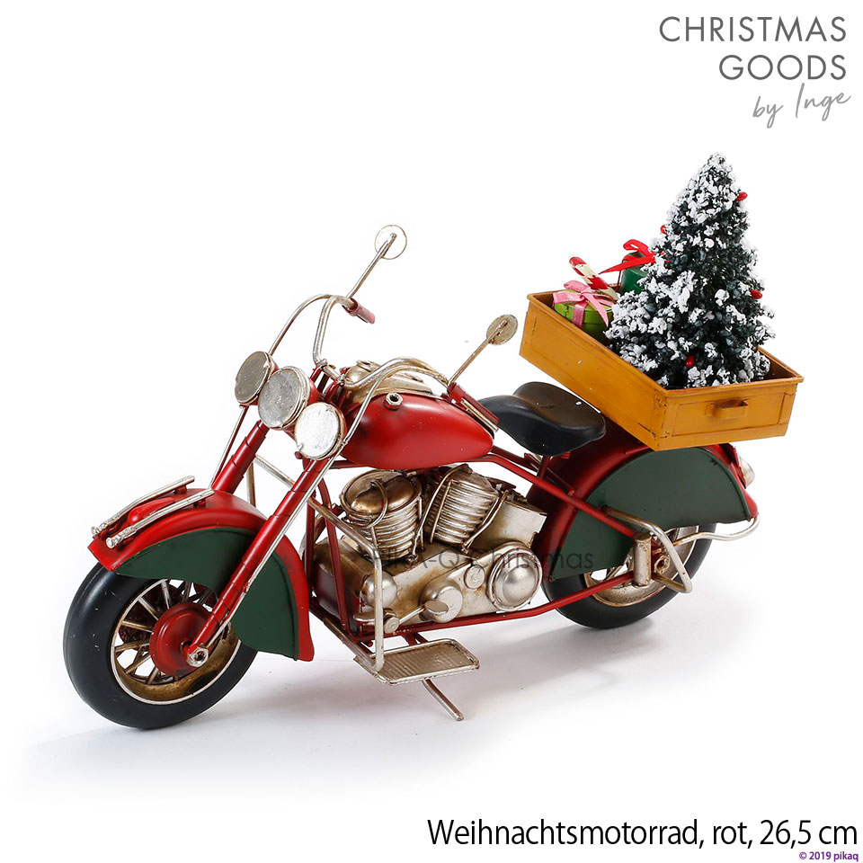 バイク J 赤 レッド クリスマス ハーレー スポーツスター アンティーク加工 Withツリー プレゼントボックス Christmas Motorbike Red 26 5 Cm ヴィンテージ 男性向けクリスマスプレゼント 彼氏へ 夫へ 父へ ドイツ直輸入 ヨーロッパ クリスマス用品 オーナメント