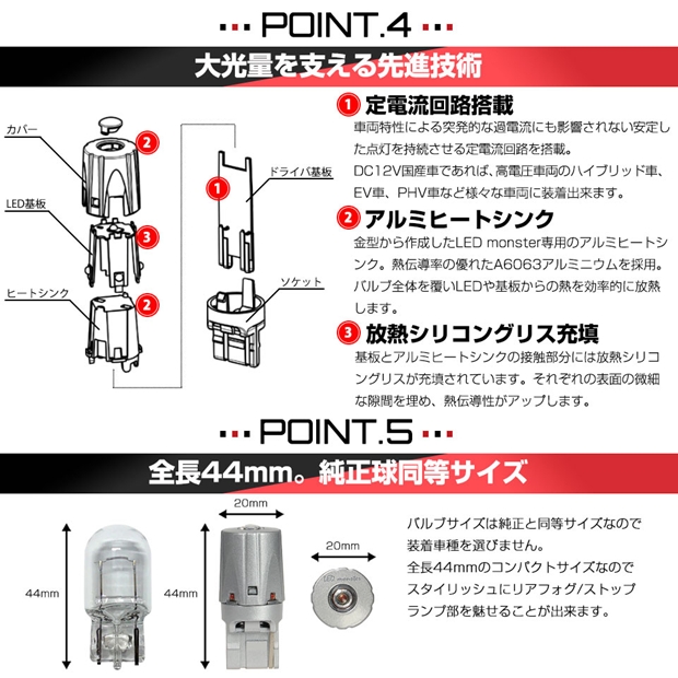 ブレーキランプのLEDなら超光量のLED MONSTER 150LM CARLED専門的
