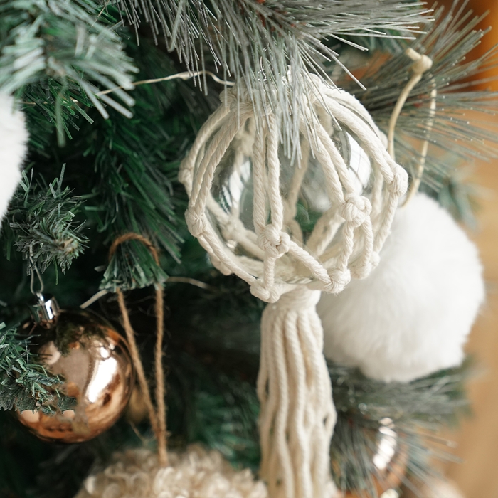 クリスマスツリー 飾り オーナメント 北欧 ブレードボール マクラメ