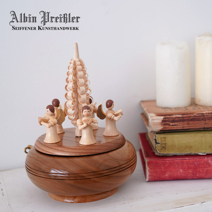 クリスマス オルゴール ドイツ Albin Preissler (アルビン・プライスラー) 天使の聖歌隊とツリー 木製