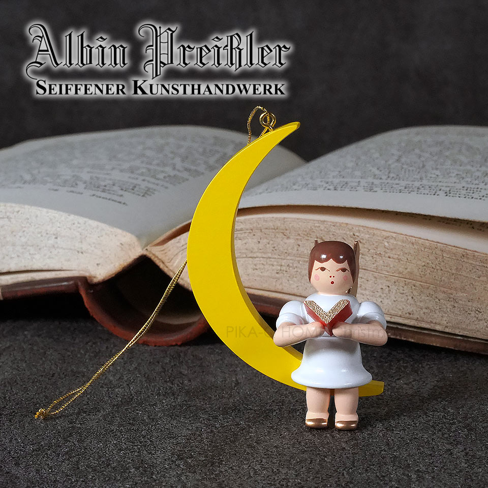 Albin Preissler【正規品】讃美歌の本を読むエンジェル クレセントムーン カラー塗装