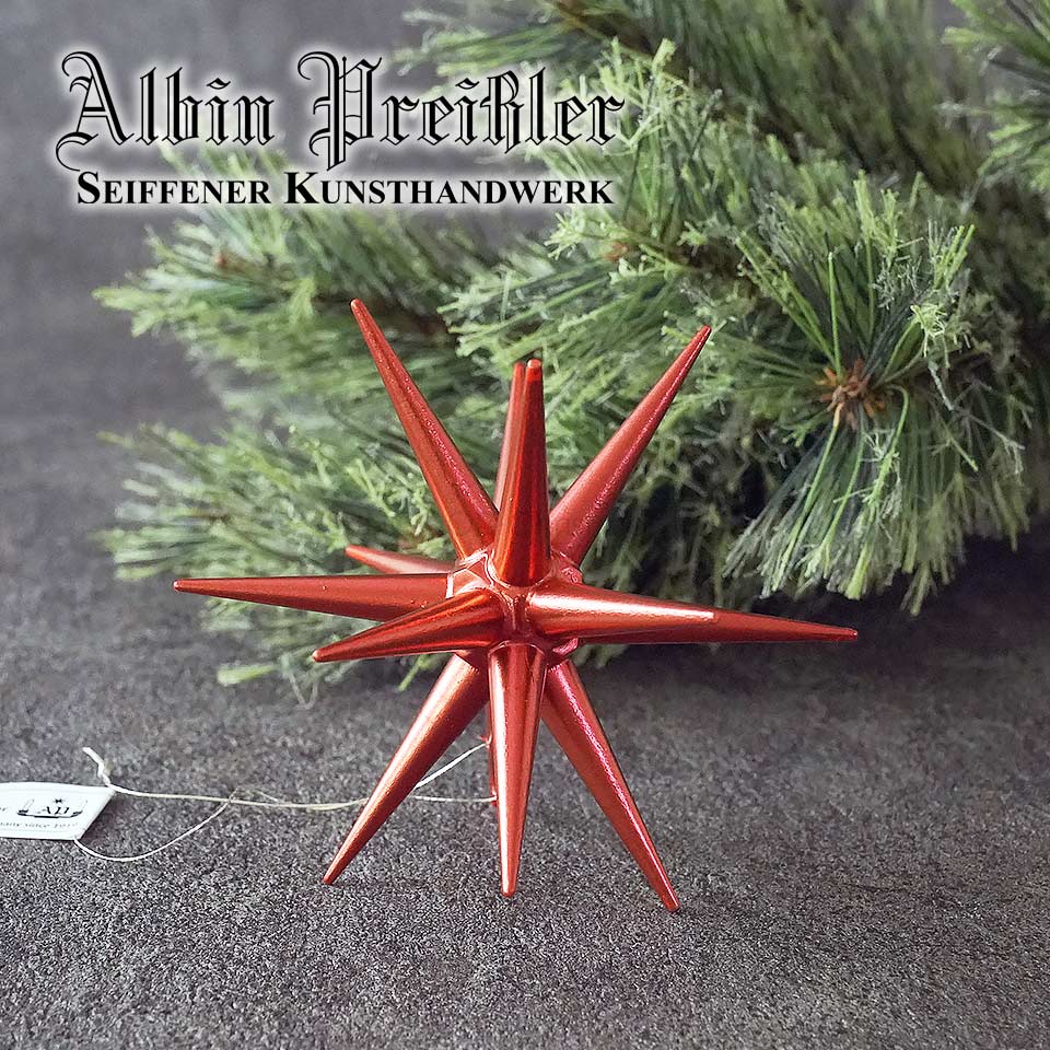 Albin Preissler【正規品】ベツレヘムの星 木製ポインセチアレッドメタリックLサイズ