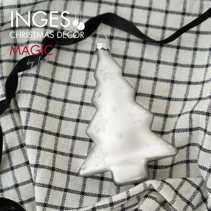クリスマスツリー オーナメント INGE-GLAS MAGIC ツリー 9cm スノーフレーク ガラスオーナメント 淡いマットシルバー［66333K630］